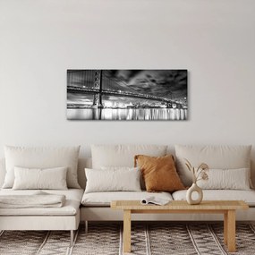Tablou - Podul Benjamin Franklin, Philadelphia, alb-negru (120x50 cm)