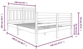 Cadru de pat, alb, 140x200 cm, lemn masiv Alb, 140 x 200 cm