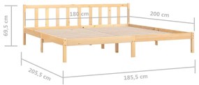 Cadru de pat UK Super King, 180x200 cm, lemn masiv de pin Maro, 180 x 200 cm