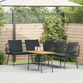vidaXL Set de canapele pentru grădină 2 pcs Negru poliratan