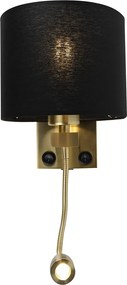 Lampă de perete inteligentă aurie cu USB și abajur negru, inclusiv WiFi A60 - Brescia