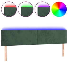 Tablie de pat cu LED, verde inchis, 160x5x78 88 cm, catifea 1, Verde inchis, 160 x 5 x 78 88 cm
