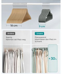 Set umerase de catifea Songmics Gri 43x22x0.6 cm