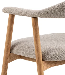 MAZZONI EXPORT ADELE Bej Latte (țesătură Monza 60)/cadru Stejar Natural - SCAUN DIN LEMN BOUCLÉ PENTRU SALON SUFRAGERIE BUCĂTĂRIE RETRO