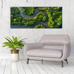 Tablou - Peisaj forestier cu râu (120x50 cm)