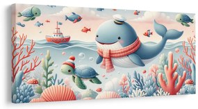 Tablou balenă și broască țestoasă în ocean