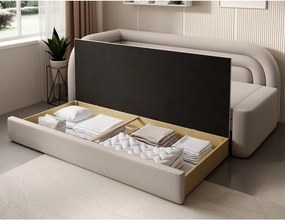 Canapea bej extensibilă/cu spațiu de depozitare cu tapițerie din catifea cu colț pe partea stângă 223 cm Fabillo – ELTAP