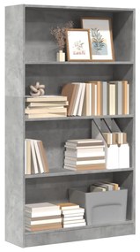 857847 vidaXL Bibliotecă, gri beton, 80x24x143 cm, lemn prelucrat