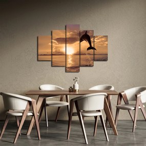 Tablou - Delfin la apus de soare (150x105 cm)