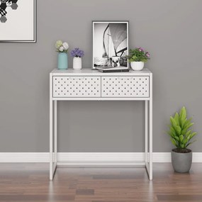 335890 vidaXL Masă consolă, alb, 72x35x75 cm, oțel