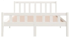 Cadru de pat mic dublu 4FT, alb, 120x190 cm, lemn masiv Alb, 120 x 190 cm