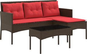 vidaXL Set de canapele pentru grădină 2 pcs Maro și roșu poliratan