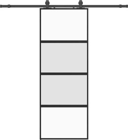 vidaXL Ușă glisantă cu set feronerie neagră 76x205cm sticlă securizată