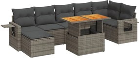vidaXL Set canapele de grădină cu perne, 8 piese, gri, poliratan