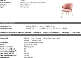 Scaun tapitat design LUX Kinley, catifea savona nude 113585 HZ