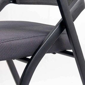 Scaun conferință gri HRC 603 pliabil cu măsuță rabatabilă și mesh