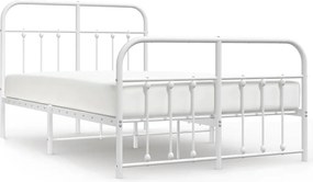 vidaXL Cadru de pat metalic cu tăblie, alb, 120x200 cm