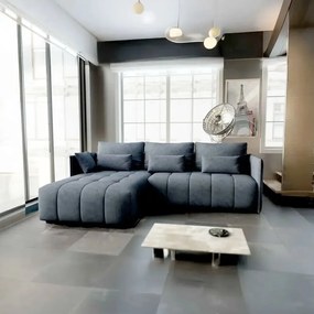 Colțar extensibil dumonde cu ladă de depozitare si sezut confortabil din spuma high-density, Malta Enjoy Antracit 235x185 cm