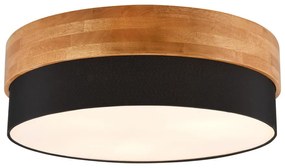 Plafonieră neagră/în culoare naturală cu abajur textil Seasons – Trio