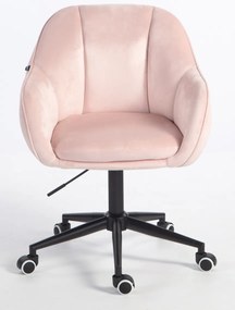 HR12055K Scaun Roz Pudra din Catifea cu Bază Neagră