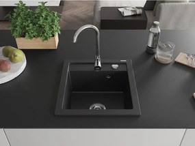 Mexen Vito chiuvetă din granit cu 1 compartiment 520 x 490 mm, negru, sifon cromat - 6503521000-77