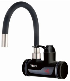 Robinet incalzire apa instant Oliver Voltz OV57100I, Montare pe perete, 3300W, 30-60°C, Furtun flexibil din silicon, IPX4, Negru