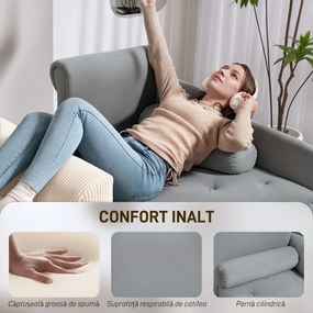 HOMCOM Canapea Chaise Longue cu tapițerie cu efect de catifea, gri | Aosom Romania