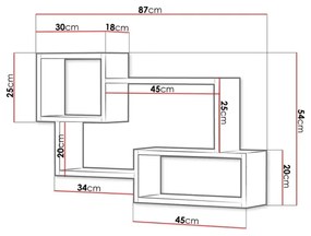 Etajeră de perete TRIO 54x87 cm stejar wotan/alb