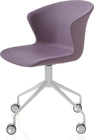 Kicca lemn masiv Plus – Scaun pivotant cu 4 picioare pe roti complet tapitat