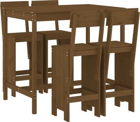 vidaXL Set mobilier bar de grădină, 5 piese, maro miere lemn masiv pin