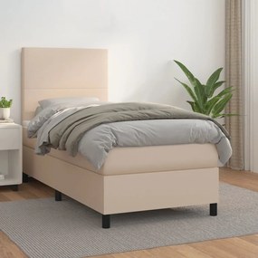 3142694 vidaXL Pat box spring cu saltea, cappuccino, 80x200 cm piele ecologică