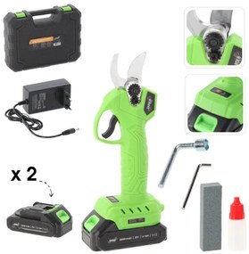 Foarfece de crengi fără fir cu 2 baterii și încărcător