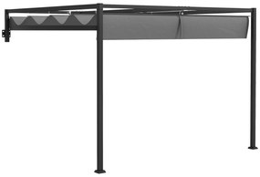 Outsunny Pergolă Grădină Înclinată cu Acoperiș Retractabil 297x397x220 cm Spațiu Relaxare Aer Liber Gri | Aosom Romania