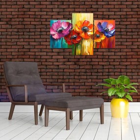 Tablou - Cinci flori colorate (90x60 cm)