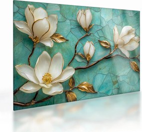 Tablou pe sticlă - Magnolii 3D (70x50 cm)