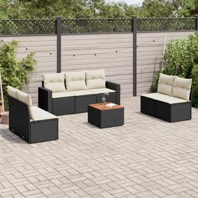 3256406 vidaXL Set mobilier de grădină cu perne, 8 piese, negru, poliratan