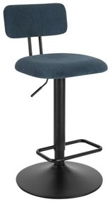 Set de doua scaune de bar, albastru / negru, din metal si catifea, 47,5 x 41 x 85 - 106,5 cm, Bar Light, Mauro Ferreti