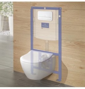 Set vas WC rimless suspendat, Villeroy&amp;Boch Avento, cu capac inchidere lenta, rezervor si clapeta ViConnect