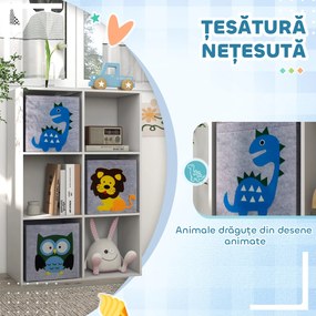 ZONEKIZ Organizator pentru Jucarii, Dulap de Depozitare cu Trei Sertare din Material, Raft Organizator, 61,8x29,9x91,5 cm, Alb | Aosom Romania