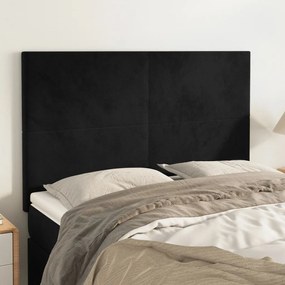 vidaXL Tăblii de pat, 4 buc, negru, 72x5x78/88 cm, catifea