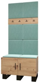 Set mobilier pentru hol Amanda 4 (Stejar artisan + verde). 1085886