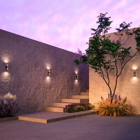 Aplica de perete iluminat ambiental exterior IP54 Bowery 2L negru/alama