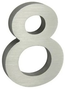 Număr aluminiu de casă 8, suprafață șlefuită 3D
