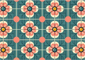 Tablou pe sticlă - Model retro cu flori (70x50 cm)