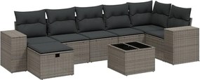 vidaXL Set mobilier de grădină cu perne, 8 piese gri deschis poliratan