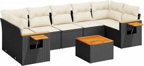 vidaXL Set mobilier de grădină cu perne, 8 piese, negru, poliratan