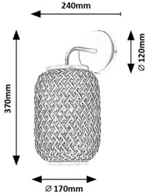 Aplica de perete design industrial Adalla rattan