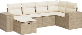 vidaXL Set canapele de grădină cu perne, 6 piese, bej, poliratan