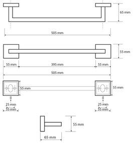 SAPHO XQ402 Suport pentru prosoape X-Square 50 cm,argintiu