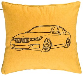 Perna Decorativa, Model BMW Lover, 40x40 cm, Galben, Husa Detasabila, Burduf